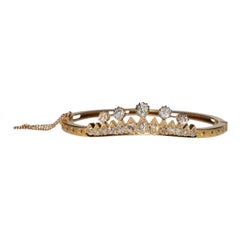 Bracelet ancien en or 18k Victorien Circa 1900s Natural Old Mine Cut Diamonds