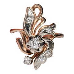Vintage Circa 1960 or 14k  Bague décorée de diamants naturels