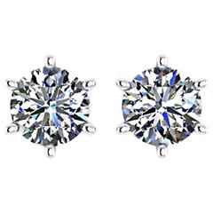 Ferrucci GIA Certified 2.01 Carat Round Diamond Platinum Stud Earrings 1