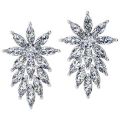 3.40 Carat Marquise Diamonds Star Platinum Earrings
