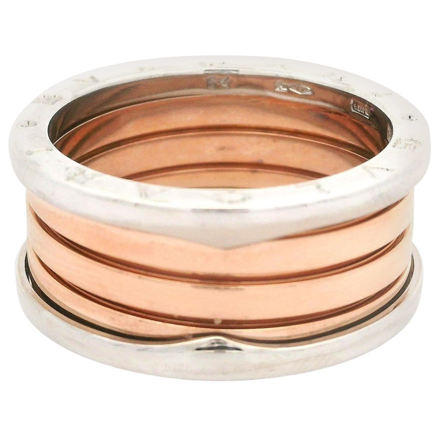 Anello da uomo Bvlgari B. Zero1 in oro rosa e bianco 18k da 11,9 mm con 4 fasce, misura 64 in vendita