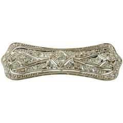 Platinum Art Deco Old Mine Cut Diamond Bow Brooch