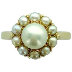 Natural Pearl and Yellow Gold Ring 7