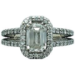 1.01 Carat GIA Certified Emerald Cut Diamond Platinum Ring