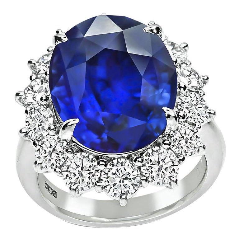 15.05ct Ceylon Sapphire 2.43ct Diamond Engagement Ring