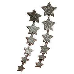 Pendiente Estrella de Diamante Plata 925 Pendiente Estrella Colgante Mujeres Pendiente Moda
