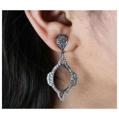 Pendiente estilo vintage de diamantes pavé Pendiente de plata 925 con diamante colgante para San Valentín.