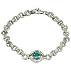 Blue Topaz Sterling Silver Yellow Gold Bracelet