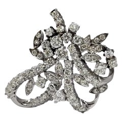 Colgante Vintage Diamond Spray 5.00tcw en Oro Blanco de 18K Motivo Floral