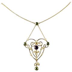 Antique Victorian Suffragette Necklace Pendant 15 Carat Gold