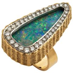 Andrew Grima Opal Diamond Yellow Gold Ring, 1991 2