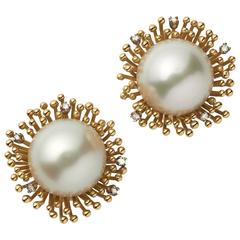 Andrew Grima Pearl Diamond Yellow Gold Earclips, 2003 9