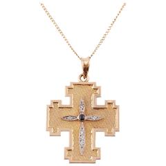 Diamond Yellow Gold Cross Necklace 7