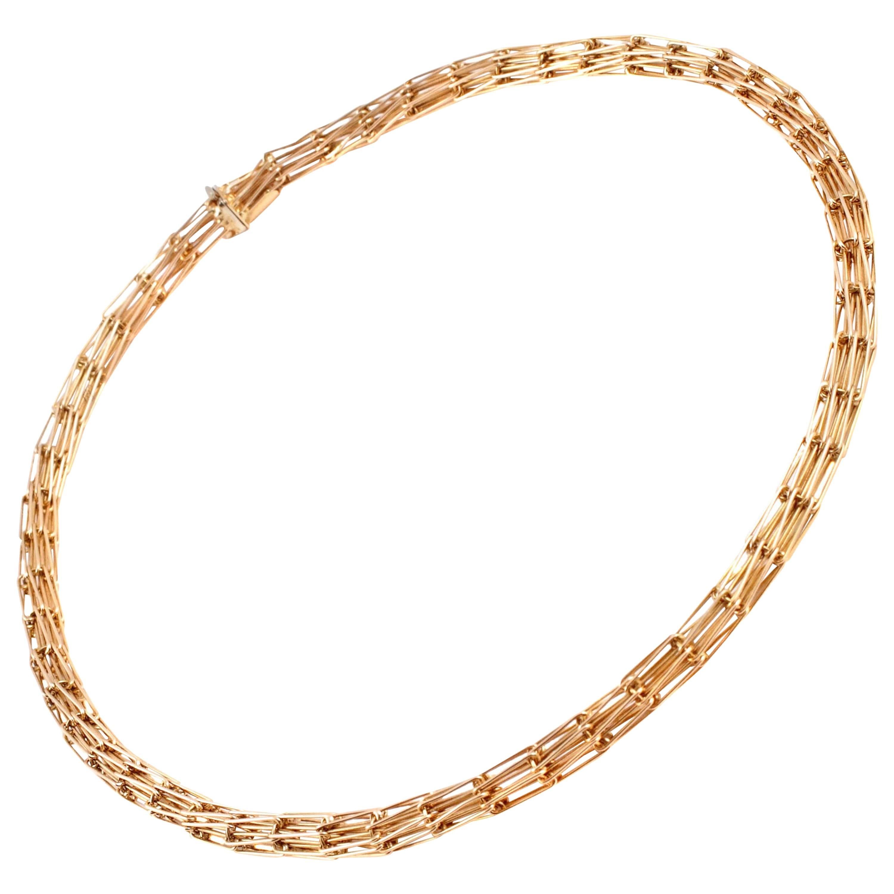 Yellow Gold Tube Necklace