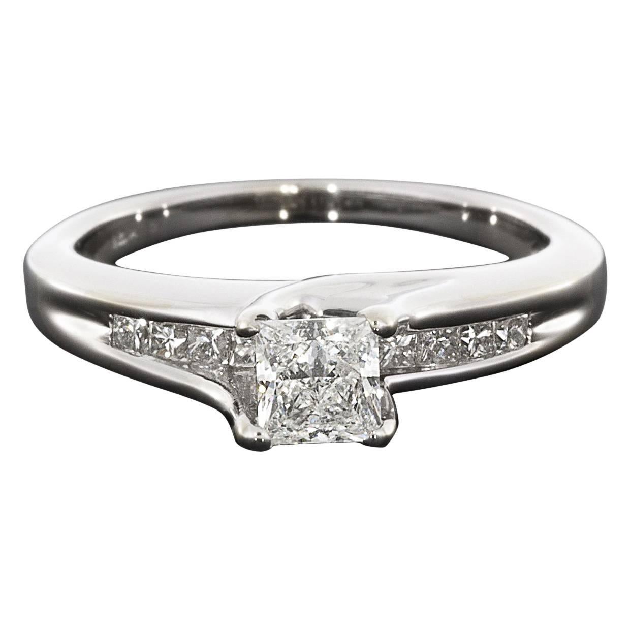 Princess Diamond White Gold Channel Sides Engagement Ring