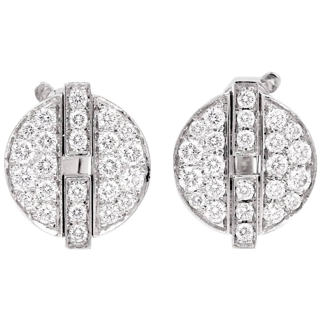 Cartier France Himalia Diamond Gold Stud Earrings