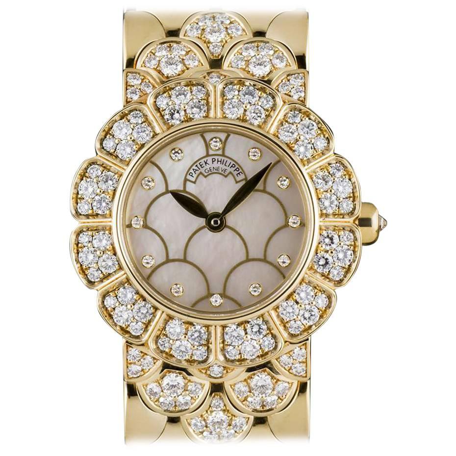Patek Philippe Ladies Yellow Gold Diamond Set Cocktail Quartz Wristwatch