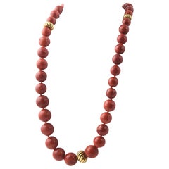 David Yurman Jasper and Sculpted Cable Gold Bead Necklace
