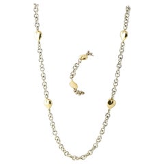 Gucci Gold Heart Station Sterling Chain Suite, Necklace and Bracelet