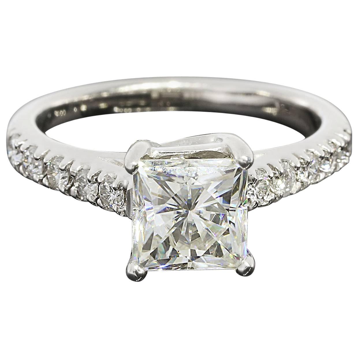 Princess Cut Forever Brilliant Moissanite Diamond White Gold Engagement Ring