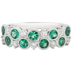 Emerald Diamond Gold Band Ring 9