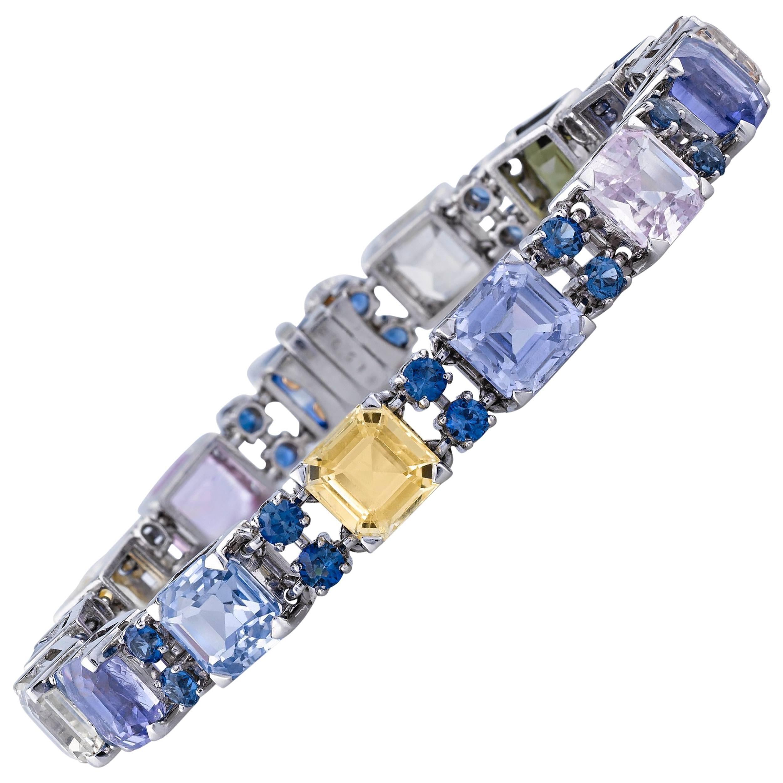 Oscar Heyman Multicolor 35.69 Carat Sapphires Bracelet