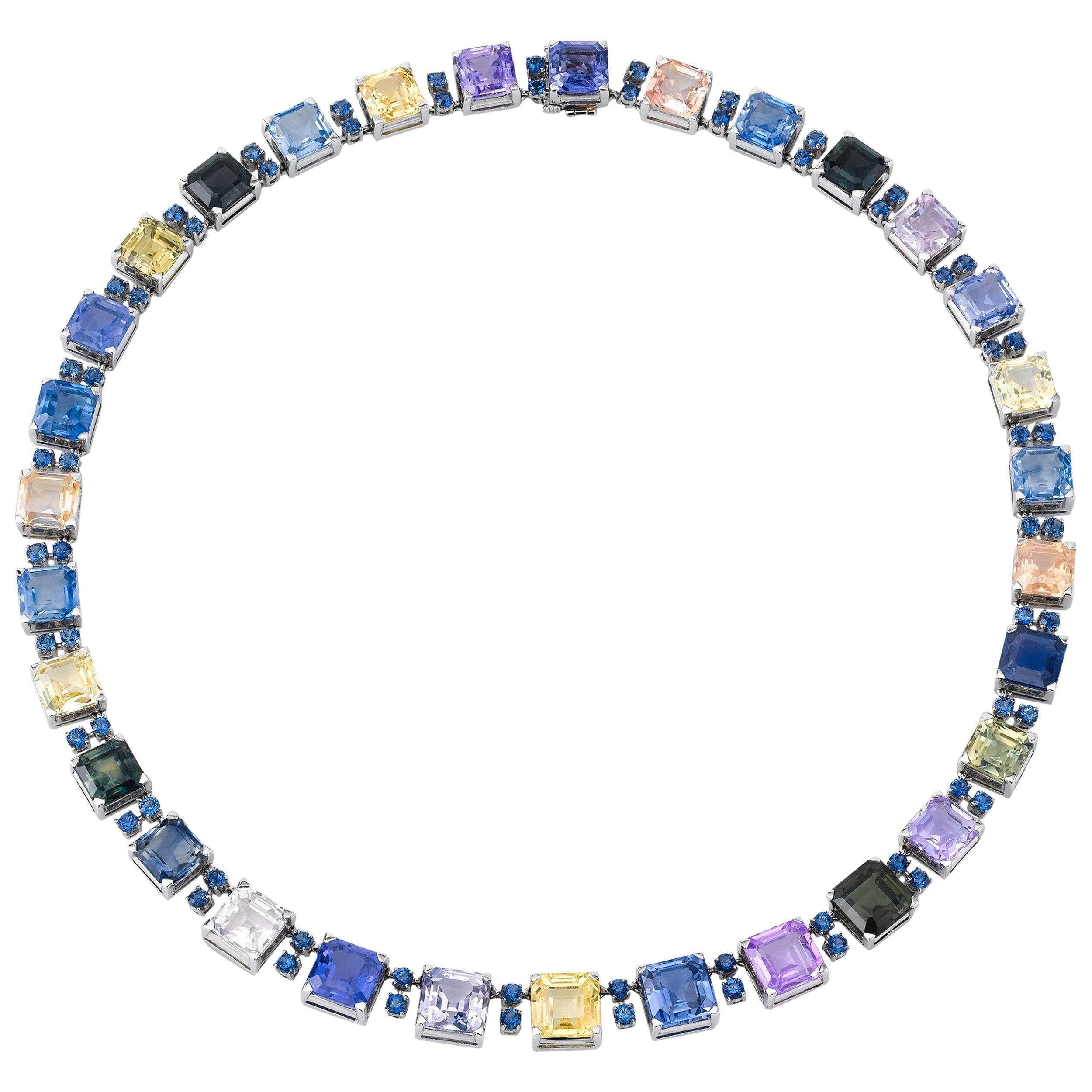 Multi-Color Sapphire Necklace by Oscar Heyman, 115.72 Carat