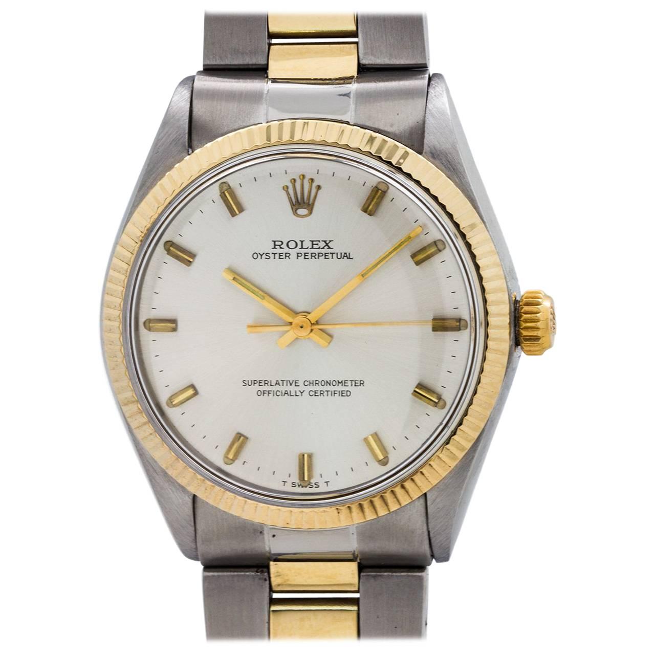 Rolex Yellow Gold Stainless Steel Oyster Perpetual Wristwatch, circa 1971