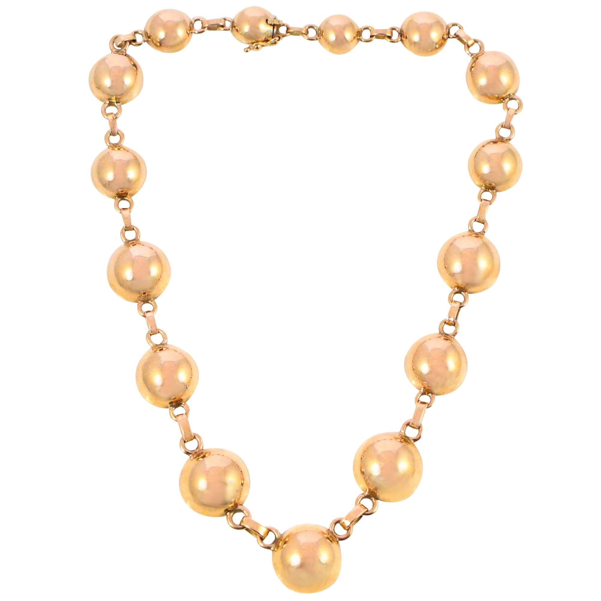 Retro Rose Gold Button Ball Style Necklace