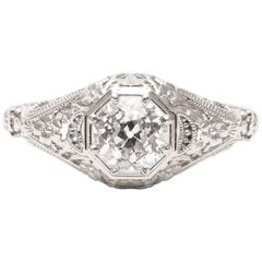Floral 0.80 Carat Diamond Filigree Engagement Ring in Platinum