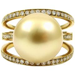 Kurt Wayne Golden South Sea Pearl Diamond yellow gold Ring 4