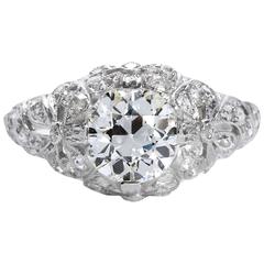 1.44 Carat Old European Diamond White Gold Engagement Ring 6