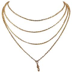 Victorian Long Guard Gold Chain Necklace