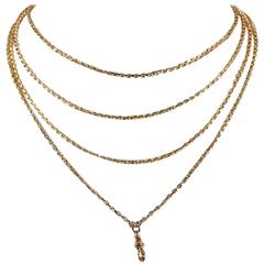 Victorian Long Guard Gold Chain Necklace 