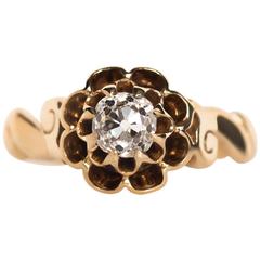 1890s Victorian GIA Certified .49 Carat Diamond Yellow Gold Engagement Ring 9