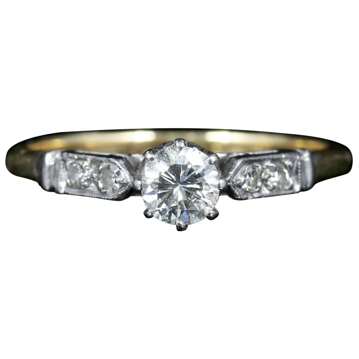 Antique Edwardian Diamond Solitaire, circa 1915 Engagement Ring For Sale