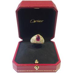 Cartier Burmese Ruby Diamond Yellow Gold Ring 11
