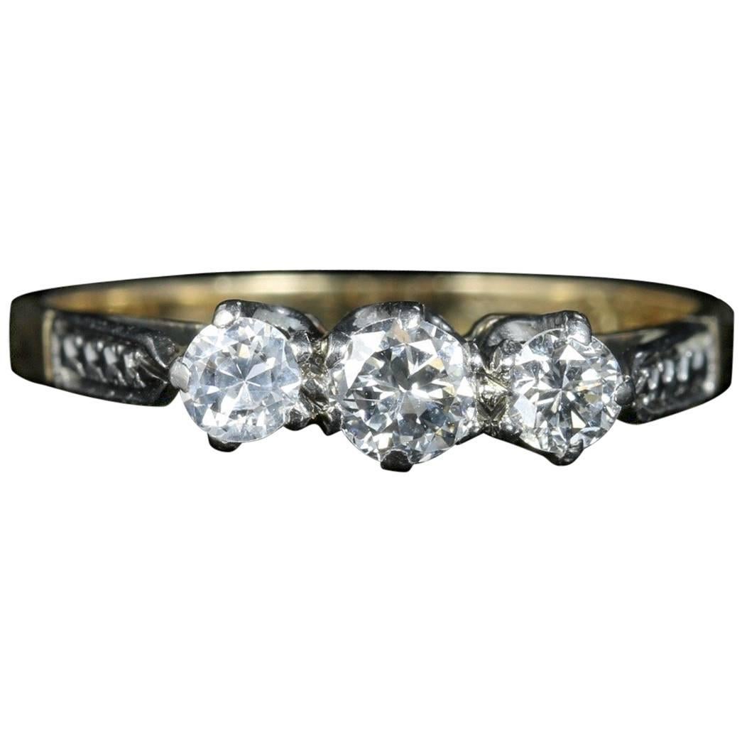 Antique Edwardian Diamond Trilogy,  circa 1915 Engagement Ring For Sale