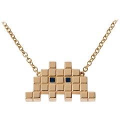 Francesca Grima Yellow Gold and Sapphire Invader I Necklace