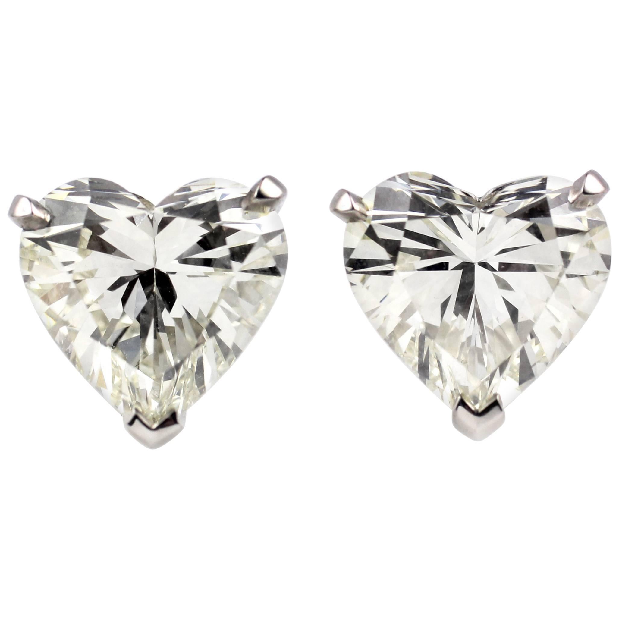 Julius Cohen 6.22 Carat Heart Shaped Diamond Earrings