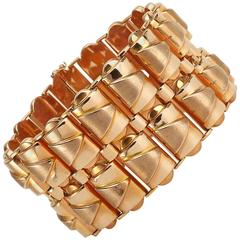 1940s Wide Rose and Yellow Gold Bracelet 8
