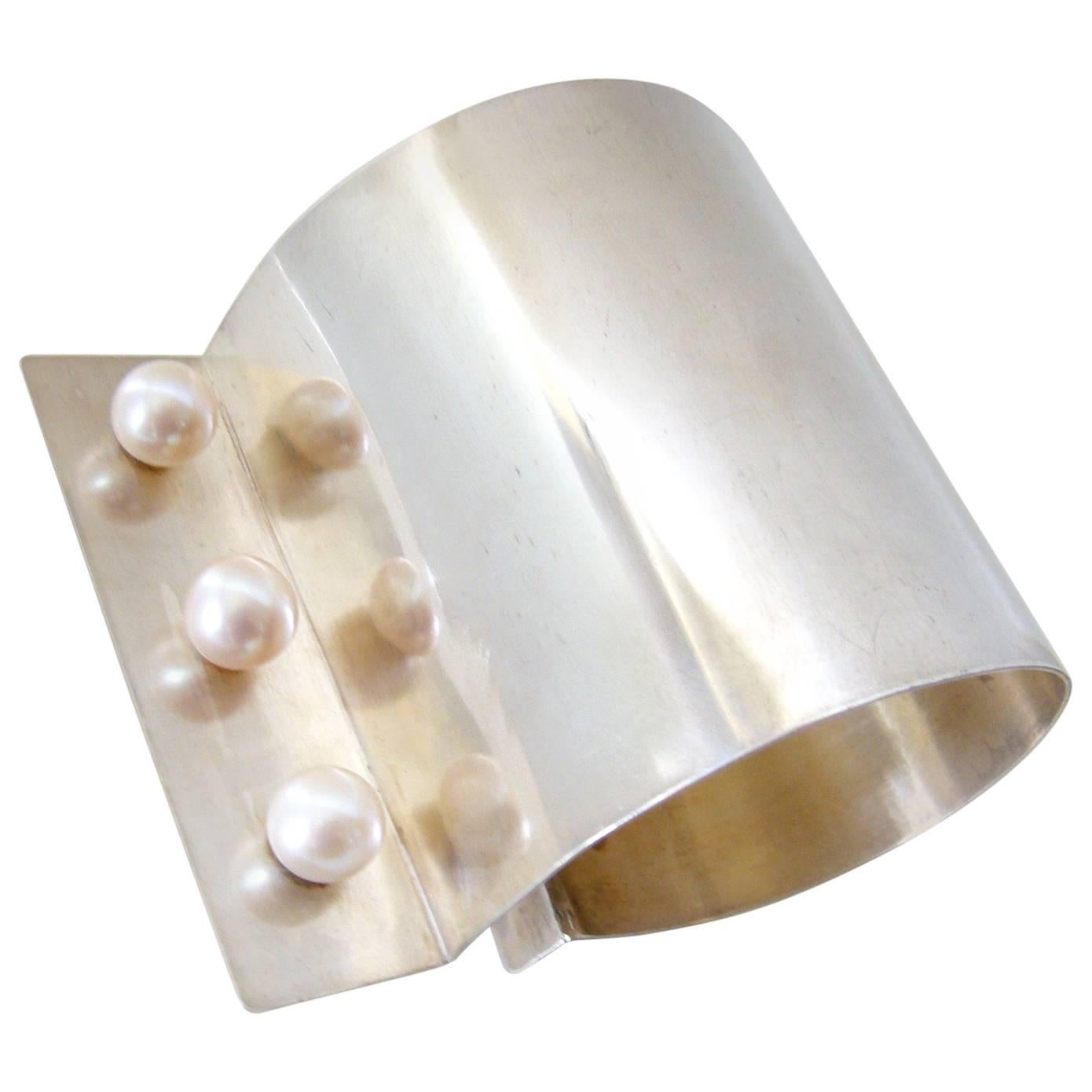 Heidi Abrahamson Pearl Sterling Silver Cuff Bracelet