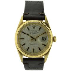 Rolex Yellow Gold Linen Dial Oyster Perpetual Datejust Wristwatch, circa 1960s 7