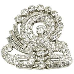 Vintage Art Deco Diamond Platinum Brooch