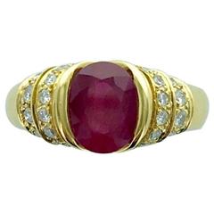 French Ruby Diamond Yellow Gold Ring 6