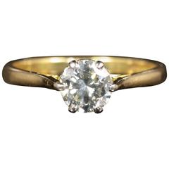 Antique Edwardian Diamond Gold Solitaire Engagement Ring 1