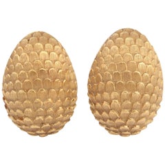 Engraved Feathered Clip on Earrings