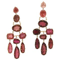 H. Stern Garnet Pink Tourmalines Gold Flexible Chandelier Earrings