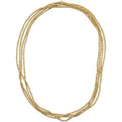 1980s Multi Strand Long Lariat Style Gold Pellets Bead Chain Necklace 6