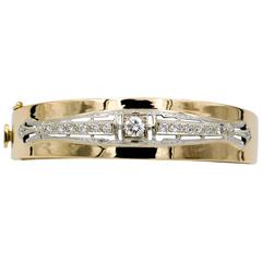 Handmade14 Karat Art Deco Diamond Bangle 5